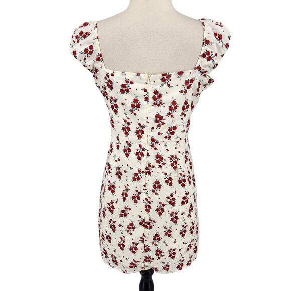 Nasty Gal Lace-Up Floral Mini Dress Size 6 Sweetheart Neckline Romantic - Picture 5 of 6